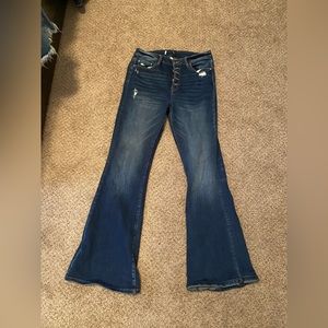 Buckle flare jeans
